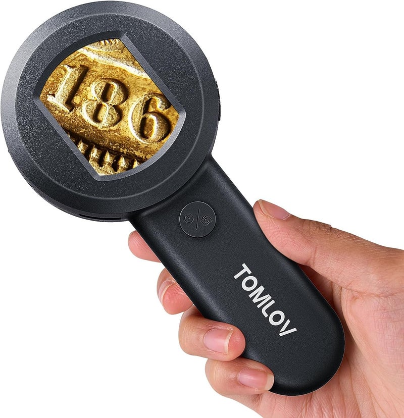 TOMLOV P10 Microscope for Adults Kids, Handheld Coin Magnifier with Light for Error Coins, Portable Trichome Magnifying Glass 100X, Collector Pocket Jewelers Loupe, Digital Microscope with 2" Screen - Image 1